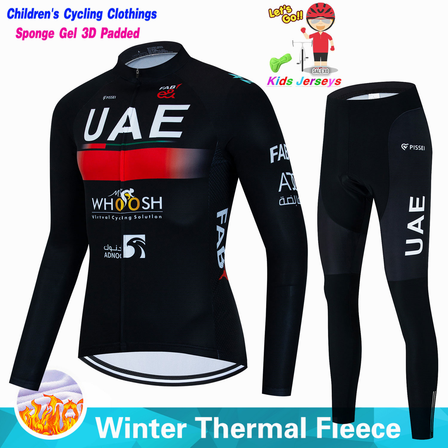 Uae crianças inverno velo conj - Cycling Gear Jersey avaliação e preço