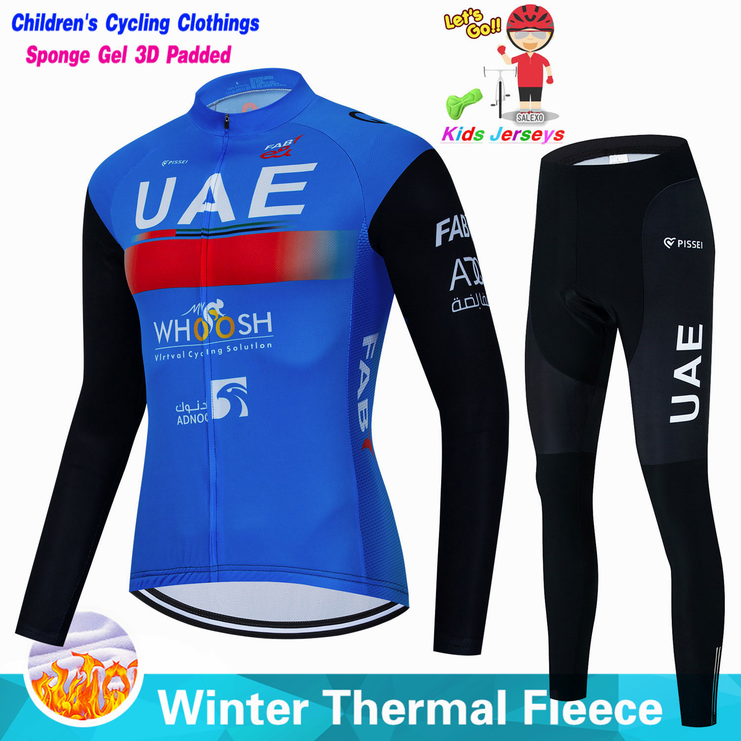 Uae crianças inverno velo conj - Cycling Gear Jersey avaliação e preço