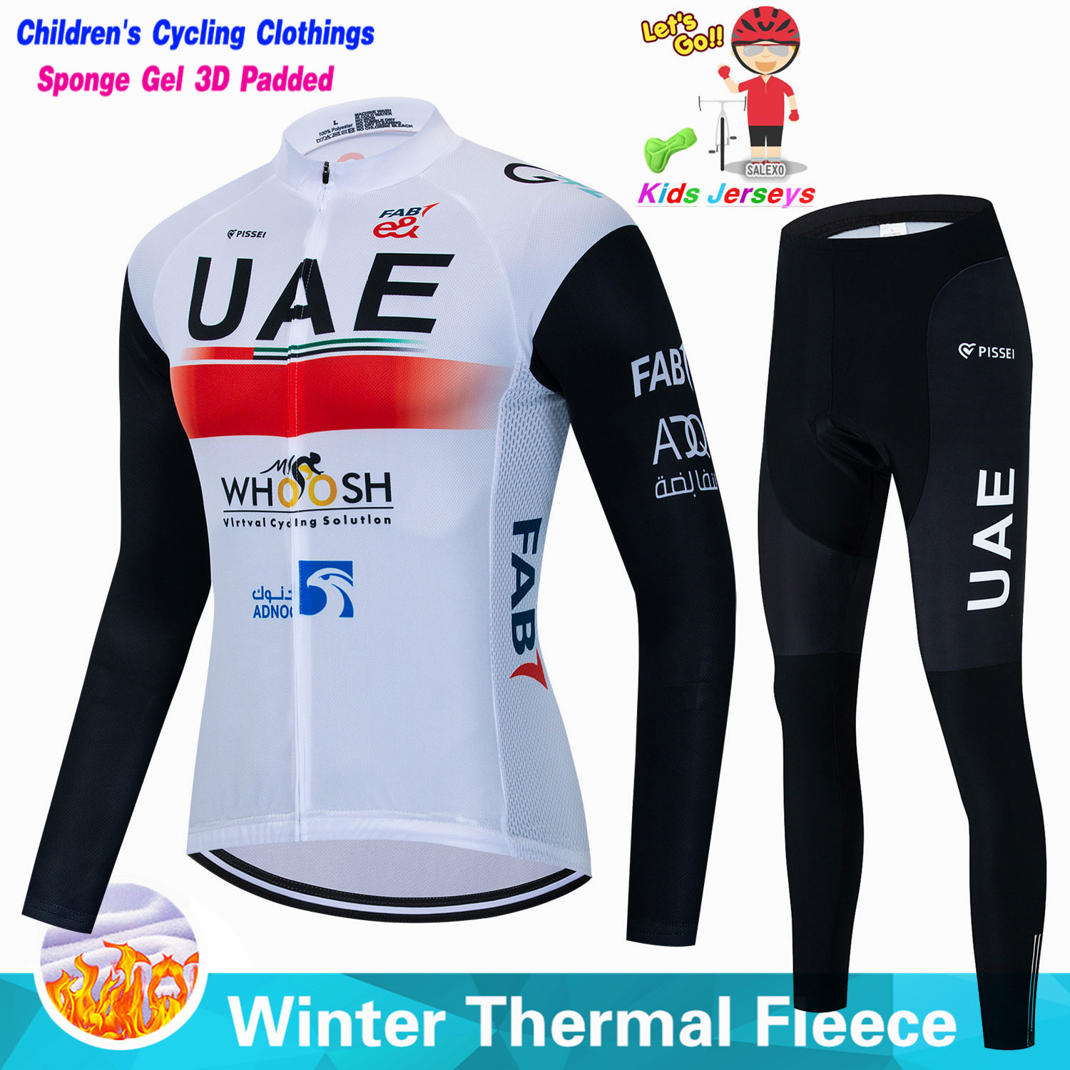 Uae crianças inverno velo conj - Cycling Gear Jersey avaliação e preço