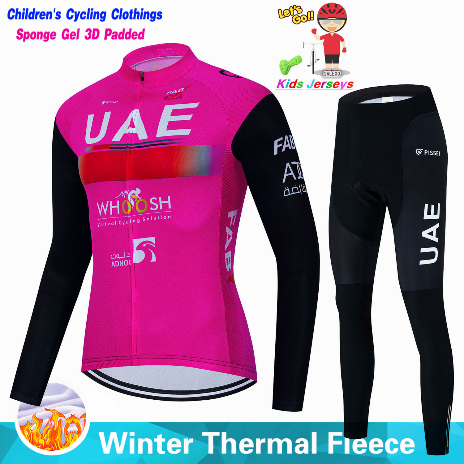 Uae crianças inverno velo conj - Cycling Gear Jersey avaliação e preço